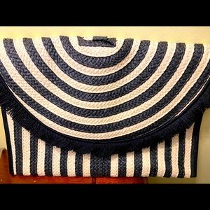 Stella and Dot purse never used,With original inside tag , black/white rattan